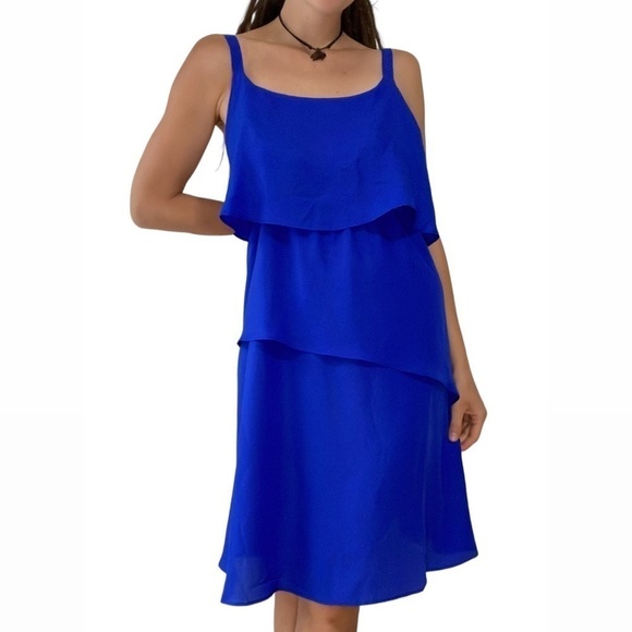 Eloquii NWT Blue Ruffle Tiered Summer Sleeveless Flowy Mini Dress Plus 16 - Picture 1 of 11